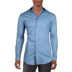Camicia da Uomo Calvin Klein in Cotone a Maniche Lunghe con Bottoni, Vestibilità Regolare, Blu - Taglia 15X32-33 - Product Image 1