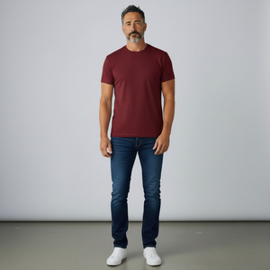 T-shirt pour homme à col rond, coupe classique, manches courtes, uni, tissu 100% coton, respirant, tissu jersey personnalisable - Product Image 1