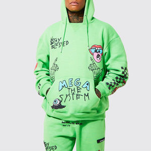 Offre Spéciale coton France Terry graphique sérigraphie hommes survêtement ensembles Streetwear personnalisé 3d bouffée 2 pièces hommes sweats à capuche Joggers ensembles - Product Image 4