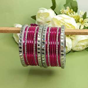 Indian Wholesaler CZ Crystal Wedding Bridal Bangle <b>Set</b> Plain Glossy Metal Bangle Traditional Kundan Bangle Jewelry for Women - Product Image 1
