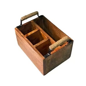 Wooden cutlery holder Round <b>Kitchen</b> <b>Caddy</b> Crock and Stainless Cooking Spoons - Product Image 5