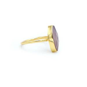 Indian Supplier 18K Gold Plated Pink Calcedony <b>Ring</b> for Women Feminine Pastel Gemstone Wedding Party <b>Custom</b> Sizes Available - Product Image 3