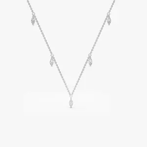 14k gold marquise diamond dangling necklace dainty layering diamond bridal jewelry newest design marquise diamond necklace