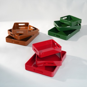 Nouveauté Fabricant de haute qualité Plateau en forme de bois laqué personnalisé Plateau de courtoisie en marbre multicolore pour les acheteurs - Product Image 2