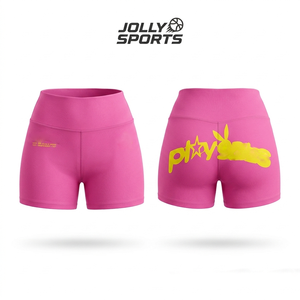 Shorts de sport pour femmes 320 GSM en polyester côtelé et élasthanne, noir et blanc avec empiècements latéraux contrastants, logo thermocollé. - Product Image 5