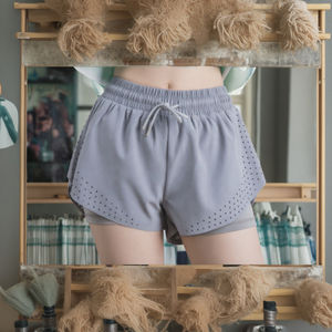 กางเกงขาสั้นน้ำหนักเบาสำหรับผู้หญิงเอวยางยืดและกางเกงขาสั้นมีกระเป๋าตะเข็บด้านข้าง - Product Image 6