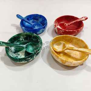 จานเสิร์ฟลายวนวนหรูหราทันสมัย ทำจากเรซิ่น งานฝีมือ ทนทาน พรีเมียม ลายหินอ่อน สำหรับรับประทานอาหาร - Product Image 2