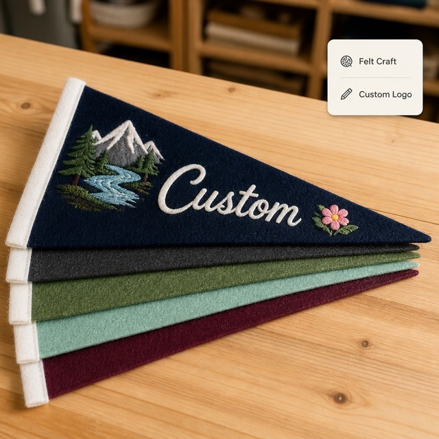 Wholesale Hanging Felt Pennant Custom Large Mini Small Triangle Felt Pennant Flag for College School Football Sports Club Banner