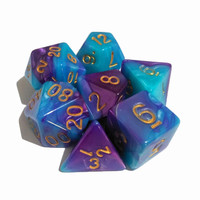 Ensemble de dés miniatures polyédriques carrés en acrylique - 7 pièces - Polymère écologique à effet tourbillon pour les jeux de DND/RPG