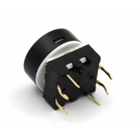 Seri TS27 hitam simbol daya bulat 15mm dengan tombol tekan PCB SPST sesaat LED sakelar tekan klik
