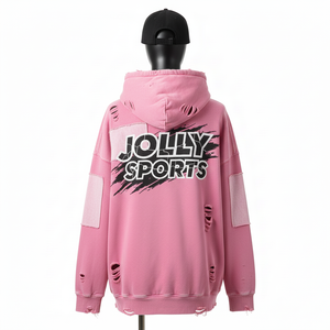 2025 new Men Oversize <b>Hoodie</b> Premium 320 GSM Cotton French Terry <b>Pink</b> Washed Panels Raw Edge Screen basics <b>Hoodie</b> - Product Image 2