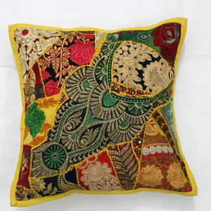 Boho <b>Throw</b> Piillow Patchwork Cushion <b>Cover</b> | Made of Vintage Indian Home Textiles Home Decor - Product Image 1