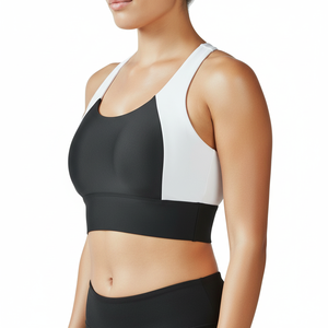 Custom Two Tone Sports <b>Bra</b> Contrast Color Panel Yoga Top High Impact Sleeveless Workout Gym <b>Bra</b> Athletic Wear for Women - Product Image 4