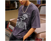 Camiseta de Algodón 100% para Hombre, con Logotipo Personalizado al por Mayor, Lavado Ácido, Unisex, Impresión Serigráfica, Estilo Vintage