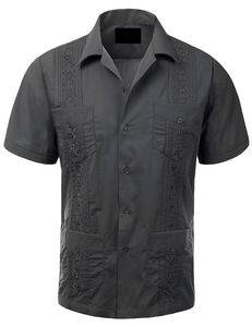 Manufacture Price Sapphire <b>Blue</b> Guayabera <b>Polos</b> <b>Shirt</b> Casual Cuban Style Cotton T-<b>shirt</b> for <b>men</b> - Product Image 3