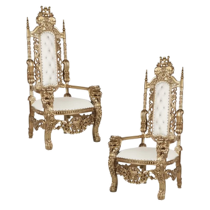 Chaises de trône en or à dossier haut roi et reine de luxe antique chaise de banquet de mariage de luxe royal pour le marié et la mariée à vendre - Product Image 6