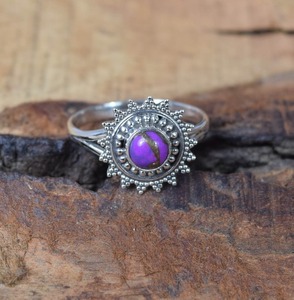 Anillo de Plata de Ley 925 con piedras preciosas turquesa, joyería hecha a mano, anillo de estilo bohemio de plata, joyería para mujer, regalo de boda para esposa - Product Image 4
