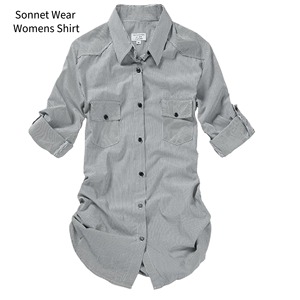 Chemises à manches longues en coton à carreaux pour femmes Chemises décontractées - Product Image 1