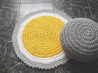 Tricoté et crocheté par des artisans indiens de manière traditionnelle fait à la main Eco friends poufs et tapis ronds de haute qualité faits main