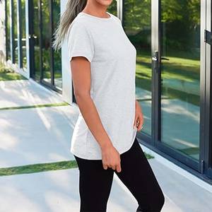 Camisetas de Verano Ecológicas Personalizadas OEM, Corte Regular, para Mujer, Algodón/Poliéster, Casuales, Impresión Digital, Tinte Liso, Secado Rápido - Product Image 3