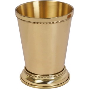 <b>Braided</b> Glass Mint Julep Cup 12 Ounce Capacity Eco-Friendly Brass Beaded Party <b>Accessory</b> - Product Image 1
