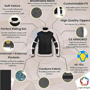 Veste de moto respirante pour homme, veste de moto de sport double, veste de moto de protection pour la conduite en tourisme, veste en cuir grise - Product Image 2