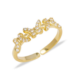 Bague réglable en forme de trois papillons pour femmes, bijoux en argent Sterling 925 turc, nouvelle tendance populaire - Product Image 3