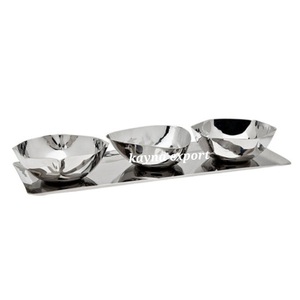 Stainless 304 Metal Polished Set of 3 Eco-Friendly Modern Luxury Party Snacks <b>Nuts</b> & Dates Serving Bowl - Product Image 2