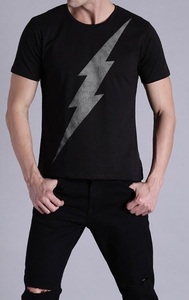 Camiseta de algodón transpirable con estampado de diseño de pernos para hombre de talla grande personalizada de alta calidad - Product Image 4