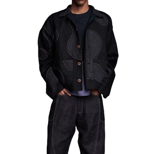 Retro Trendy High Street Eco-Friendly Windproof Breathable Patched Button Denim Bomber <b>Jacket</b> for <b>Men</b> Spring Autumn Winter - Product Image 4