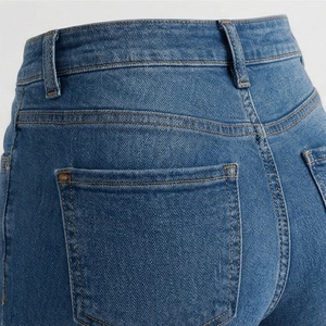 Jeans en denim pour femmes, pantalon évasé côtelé sur mesure, design empilé, respirant, en coton, couleur personnalisée, streetwear - Product Image 5