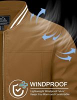 Blouson bomber homme d'hiver long et fin en toile coupe-vent avec doublure respirante, poignets élastiques et broderie frontale lisse