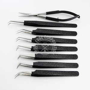 Pinzas de Extensión de Pestañas con Punta de Fibra de Alta Calidad, Curvas, Clásicas, Finas, con Punta en X, Rectas, con Punta de Diamante, Antideslizantes, con Tijeras de Corte - Product Image 1