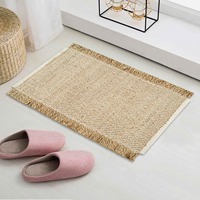 Collection de fibres naturelles tapis d'appoint fait à la main Boho frange tissé Jute coton salon chambre cuisine naturel/blanc