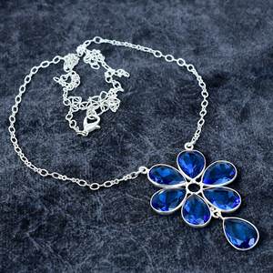 Tanzanita cuarzo forma de pera piedra preciosa 925 Collar chapado en plata para mujer collar de cadena bohemio collar de boda regalos para ella - Product Image 4