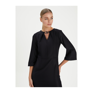 ชุดเดรสยาวปานกลางผ้าผสมวิสโคส BGN พร้อมดีเทลปกเสื้อสำหรับใส่ทำงาน ตุรกี - Product Image 4