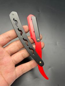 มีดโกนหนวดตรงสแตนเลสสีดำแดงใบมีดเดี่ยวแบบเปลี่ยนได้ - Product Image 4