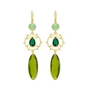 Nueva llegada Chapado en oro Peridot Hydro y Esmeralda Hydro Gemstone Pendiente - Product Image 1