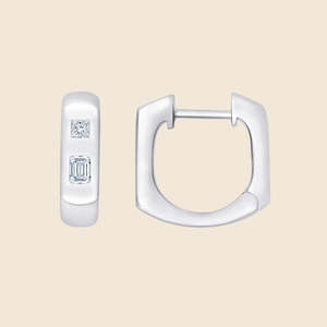 Boucles d'oreilles créoles en or massif 14 carats avec diamants de laboratoire taille émeraude F-VS 0,35 carat – Produit en gros - Product Image 3