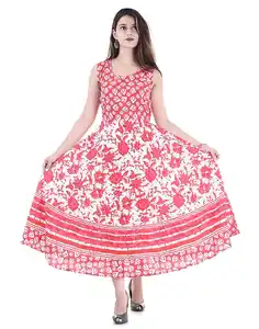 Vestido elegante bonito branco rosa Floral impresso lindo vestido longo para mulheres e meninas