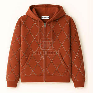 Sudaderas con capucha con cremalleras de algodón 100% hechas a medida | Ropa de calle con detalles descoloridos y diamantes de imitación | Sudaderas con cremallera de gran tamaño - Product Image 1