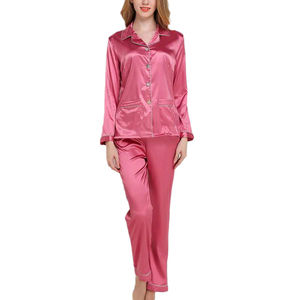 Conjunto de Pijama de Seda Pura, Cómodo y Transpirable, Ropa de Dormir de Satén, Suave al Tacto, para Mujer - Product Image 3