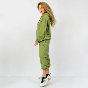 Femmes de haute qualité 100% coton Tech polaire survêtement surdimensionné haute rue numérique imprimé sport costume décontracté tenue quotidienne - Product Image 5