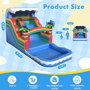 Toboggan aquatique gonflable en PVC Rainbow Dolphin pour enfants, pour la maison, le jardin, l'école, les fêtes d'été, les jeux aquatiques en plein air - Product Image 1