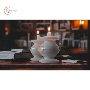 Portavelas de mármol decorativo de mesa para eventos, fiestas, bodas y Navidad, portavelas único, esmalte Natural de Color blanco - Product Image 4