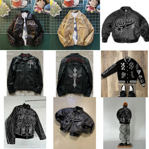 Chenille Embroidery Logo Manufacturer <b>Faux</b> <b>Leather</b> Baseball Bomber Vintage Zip up <b>Men's</b> <b>Leather</b> <b>Jacket</b> - Product Image 5