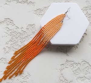 ต่างหูสีส้มต่างหูลูกปัดแบบไล่ระดับสีประดับด้วยพู่ที่มีความยาวเป็นพิเศษตุ้มหูแบบห้อยที่ไหล่ต่างหูแบบห้อย - Product Image 2