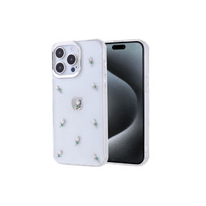 Coque pour iPhone 15 Pro Max avec design Airbag, transparente et scintillante, MSRA Arctic Cover-Cherry Glitter Silicone Hard PC antichoc - Product Image 2