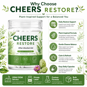 Cápsulas de Ayuda Post-Alcohol Cheers Restore con DHM, Nopal y Vitaminas <span class=keywords><strong>B</strong></span> <span class=keywords><strong>para</strong></span> <span class=keywords><strong>la</strong></span> Recuperación del Hígado, Limpieza Suave a Base de Plantas, Marca Privada - Product Image 2