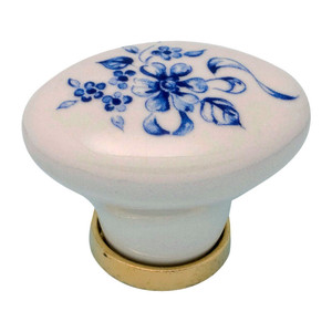 Manopola ovale in porcellana con base F/7 (2 pz.) - Product Image 1